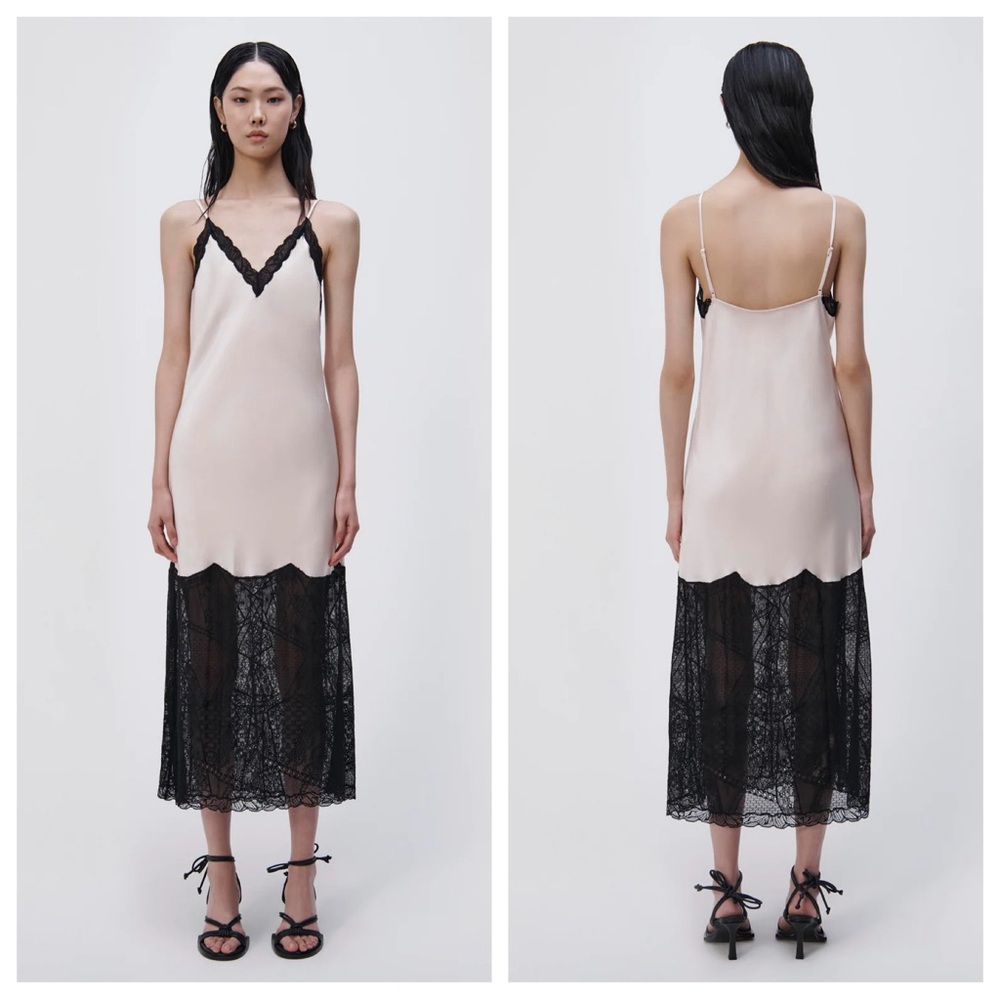 NWT Jonathan Simkhai Trish Patchwork Lace Midi Slip Dress - Picture 8 of 8